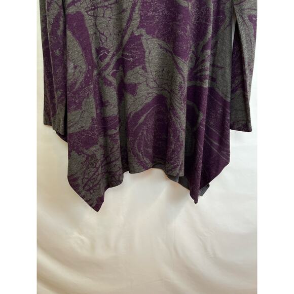 Soft Surroundings Women's Med Purple/Gray Floral Print Long Sleeve Tunic Sweater - Picture 8 of 8